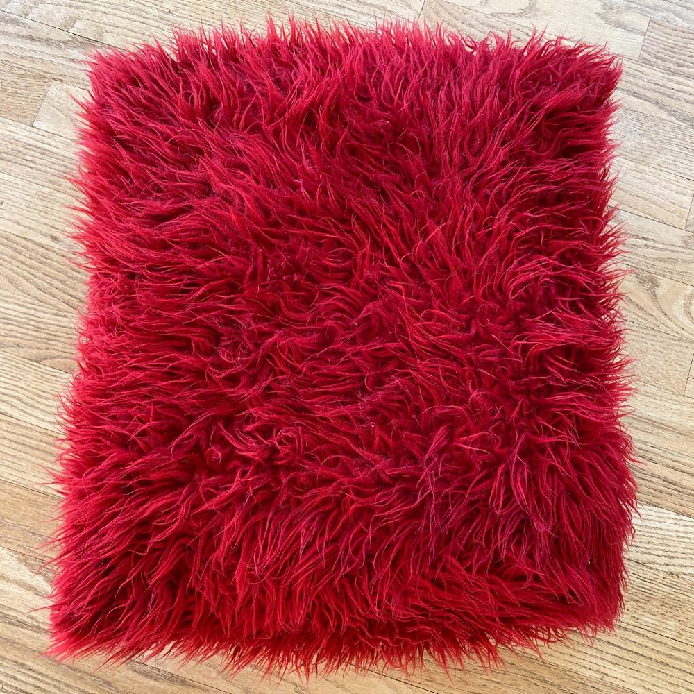 Red muppet fur pillow by Z Gallerie